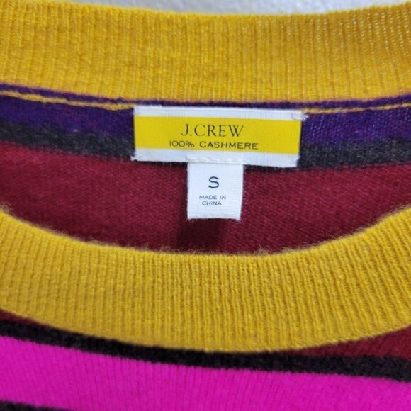J. CREW Cashmere Crewneck Sweater in Multistripe Bright  Colors  Small AR536 - Picture 4 of 7